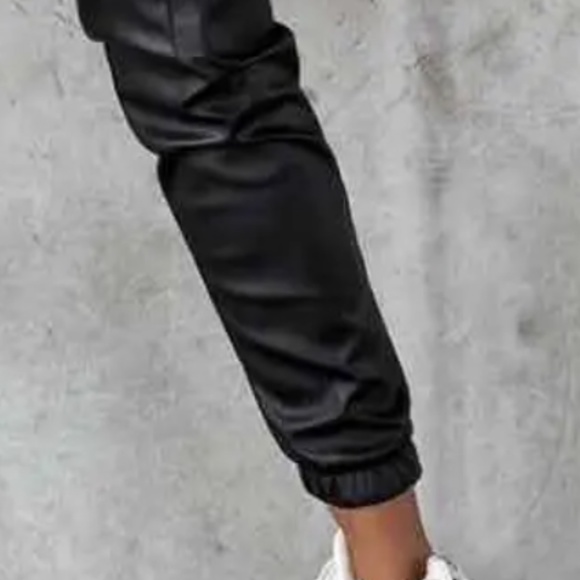 Faux Leather Joggers - Picture 2 of 3